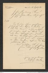 Nachlass Franz Steindachner, Brief von Adolf Muhr an Franz Steindachner (18.09.1890), Inv.Nr. 354.01, Seite 1